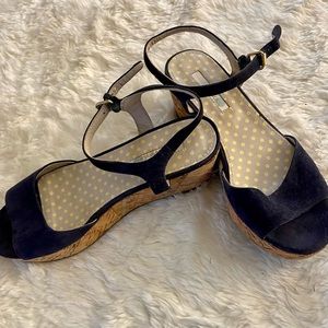 NWOT* BODEN Navy Suede Strap Platform Sandals Size 38